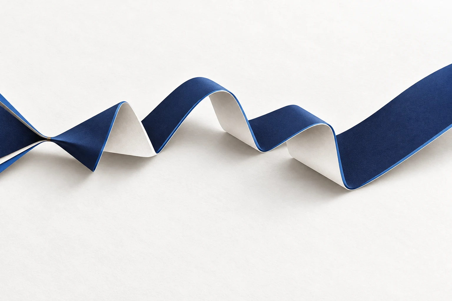 A folded paper path progresses through five structural changes and opens into an independently supported path.
